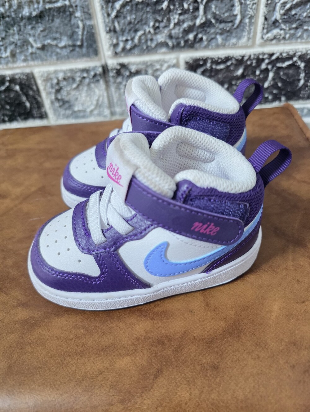 Nike Kids Purple, White & Light Blue High-Top Sneakers Size 5C